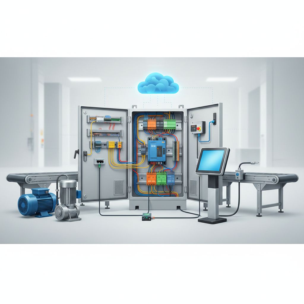 Rievtech és Flexem FL7 PLC vezérlők – ipari automatizálás, szállítószalag, szivattyú, HMI kijelző, felhőkapcsolat – PLCshop.hu